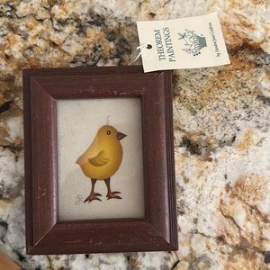 THEOREM PAINTING. PEEP. Painting on velvet. Small chick/peep. Info tag and label